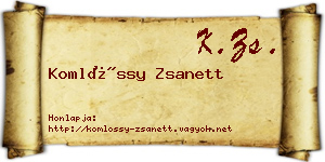 Komlóssy Zsanett névjegykártya